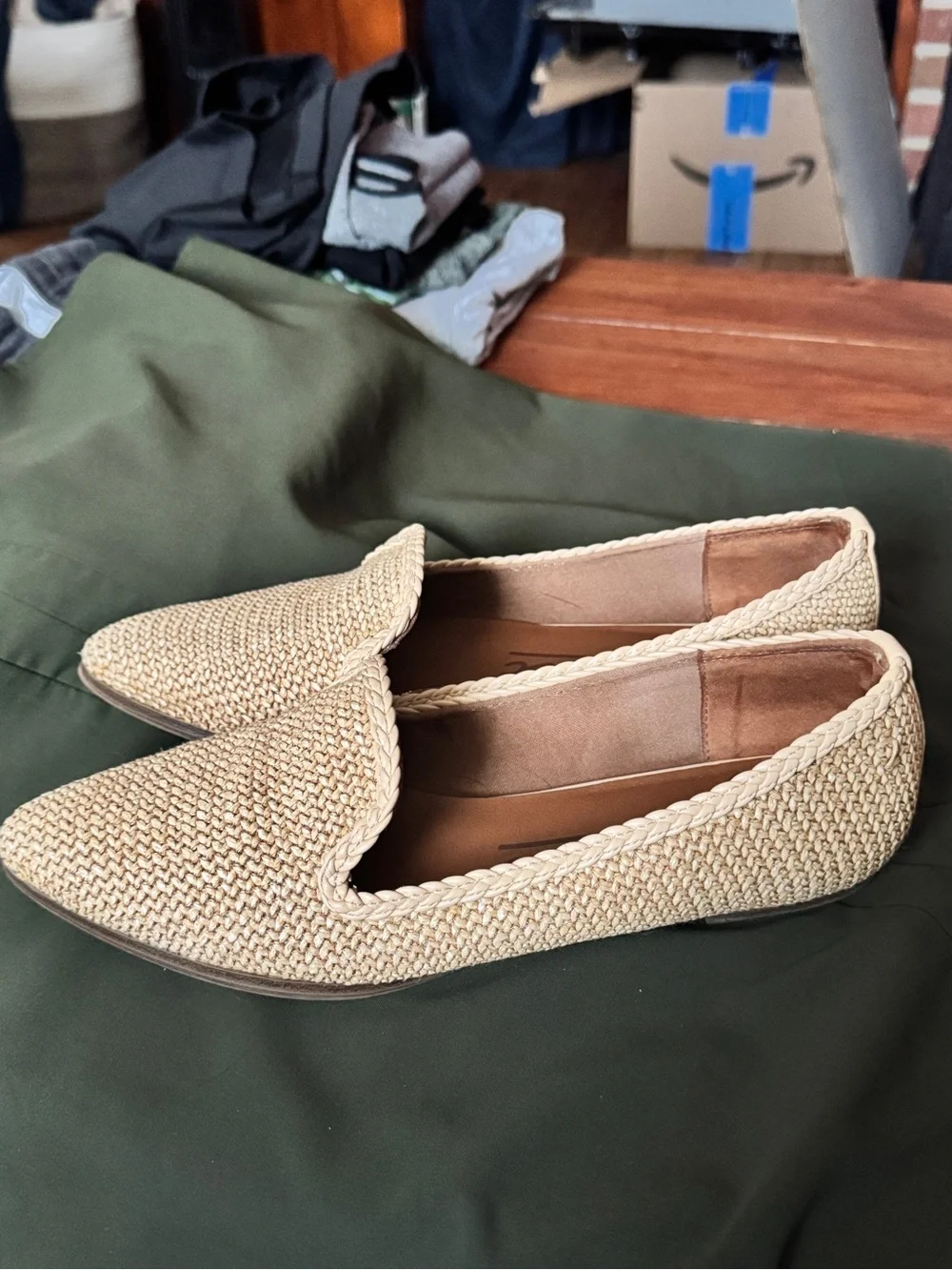 Zodiac Natural Woven Pointed-Toe Flats